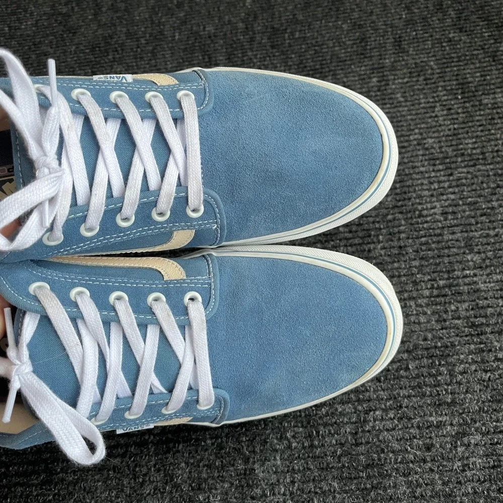 Vans Old Skool Skate Shoes Mens 13 Blue Suede Canvas Low Top popcush Sneakers